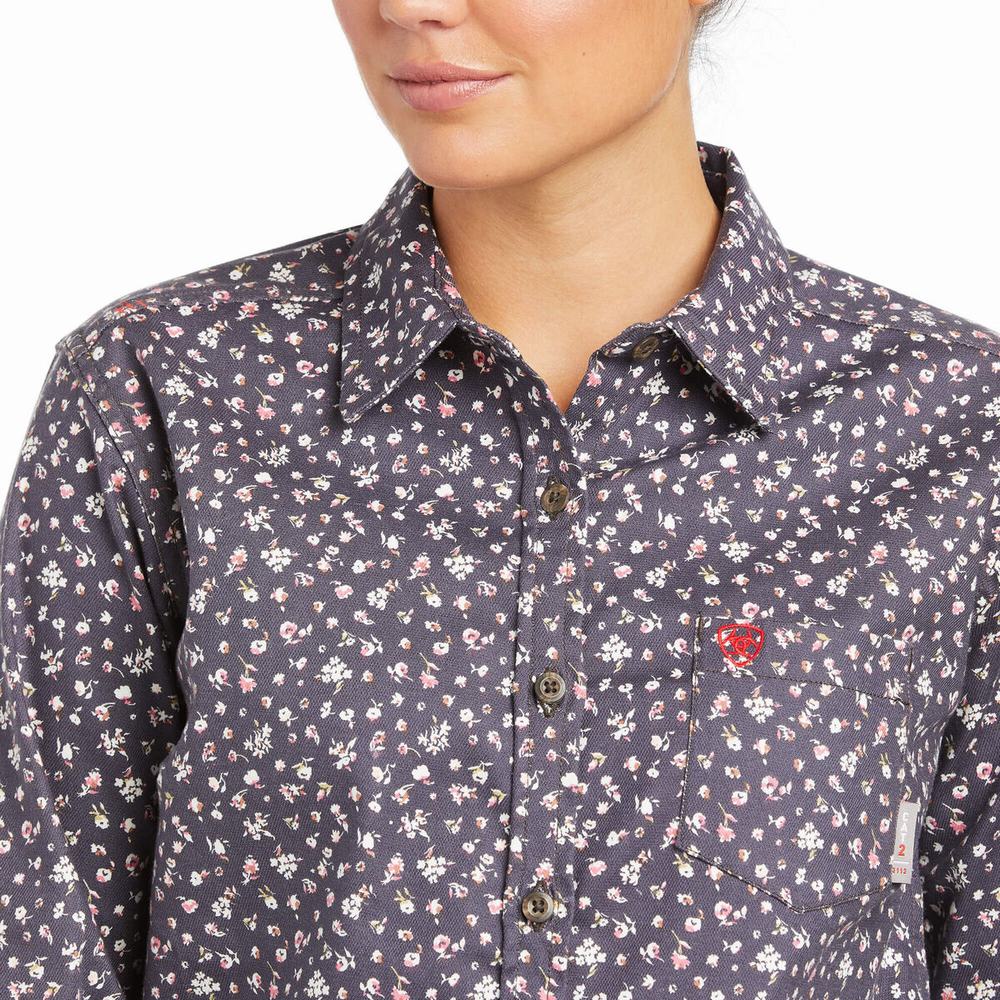 Black Ariat FR Romesha DuraStretch Women's Shirts | TKUV32764