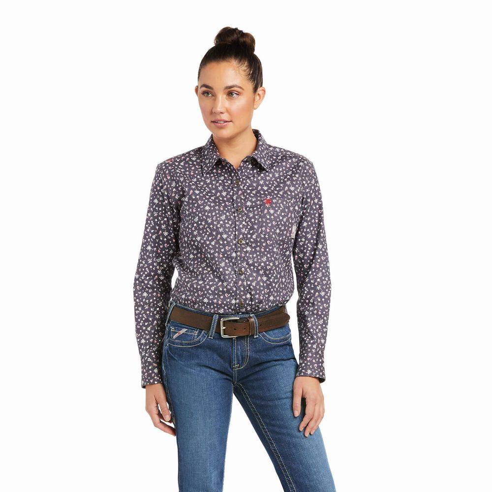 Black Ariat FR Romesha DuraStretch Women\'s Shirts | TKUV32764