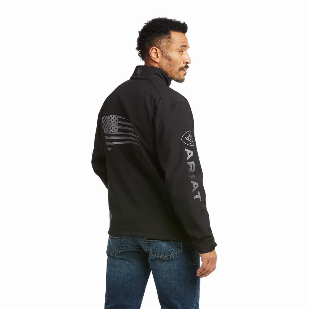 Black Ariat Logo 2.0 Patriot Softshell Water Resistant Men's English Riding | DBZH45671