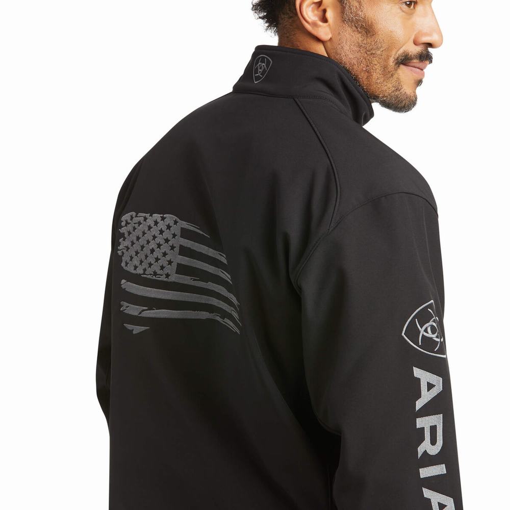 Black Ariat Logo 2.0 Patriot Softshell Water Resistant Men's English Riding | DBZH45671