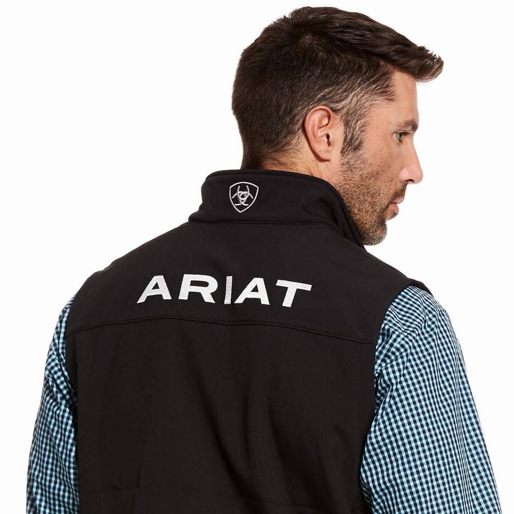 Black Ariat Logo 2.0 Softshell Men's Jackets | LQHV30251