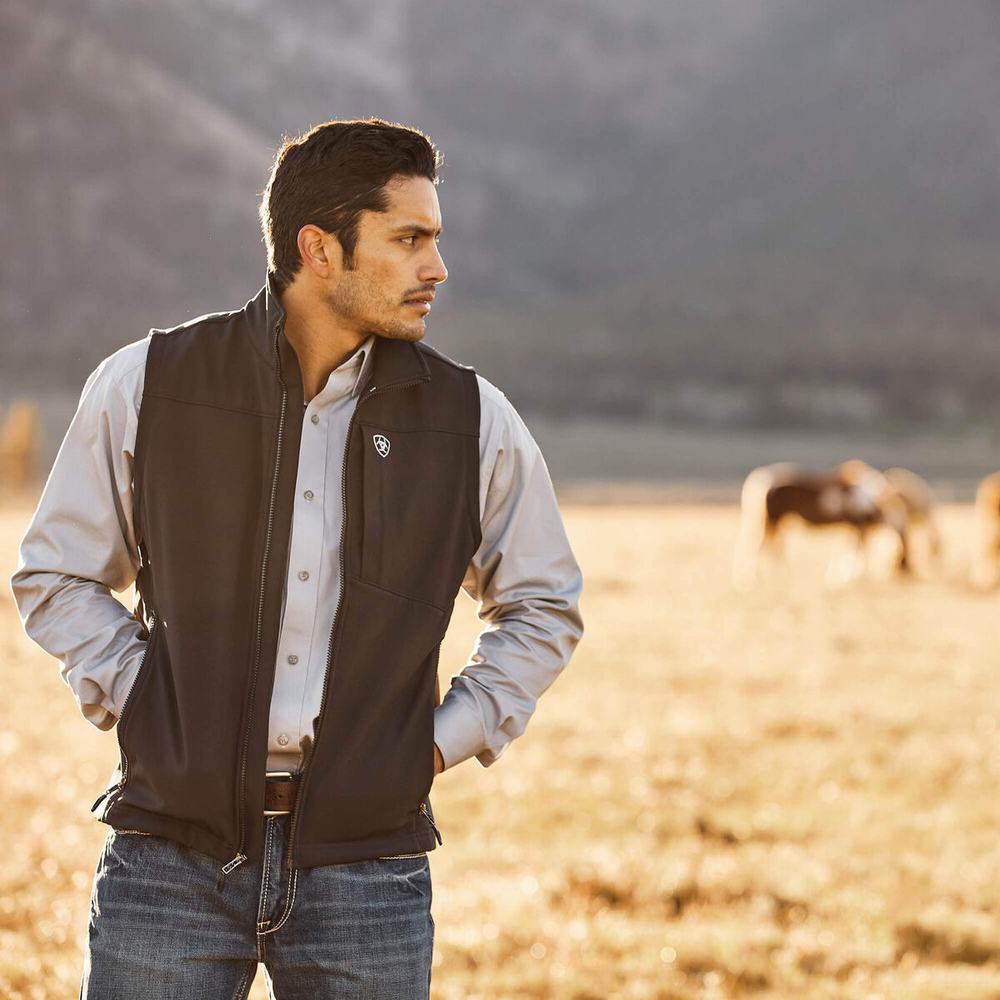 Black Ariat Logo 2.0 Softshell Men's Jackets | LQHV30251