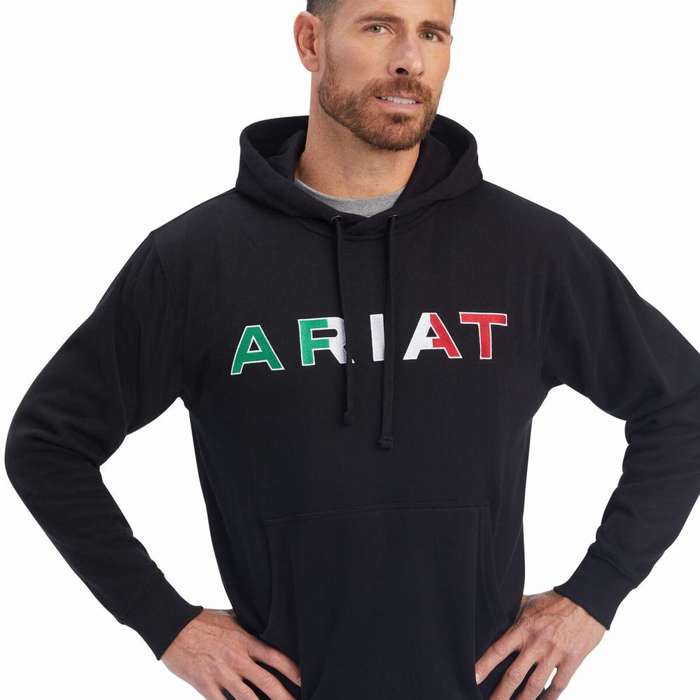 Black Ariat Mexico Men's Hoodies | ORGN23175