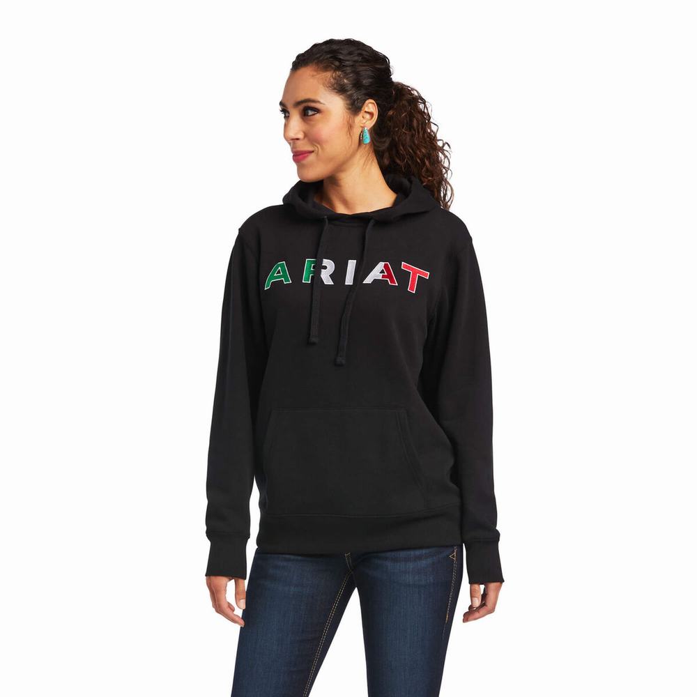 Black Ariat Mexico Women\'s Hoodies | GUTA40521