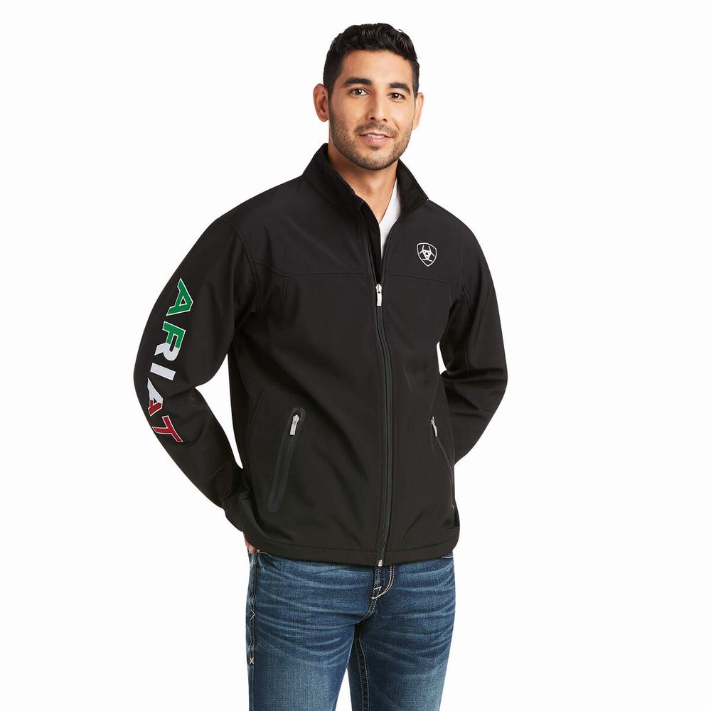 Black Ariat New Team Softshell MEXICO Men's English Riding | BNGX82659