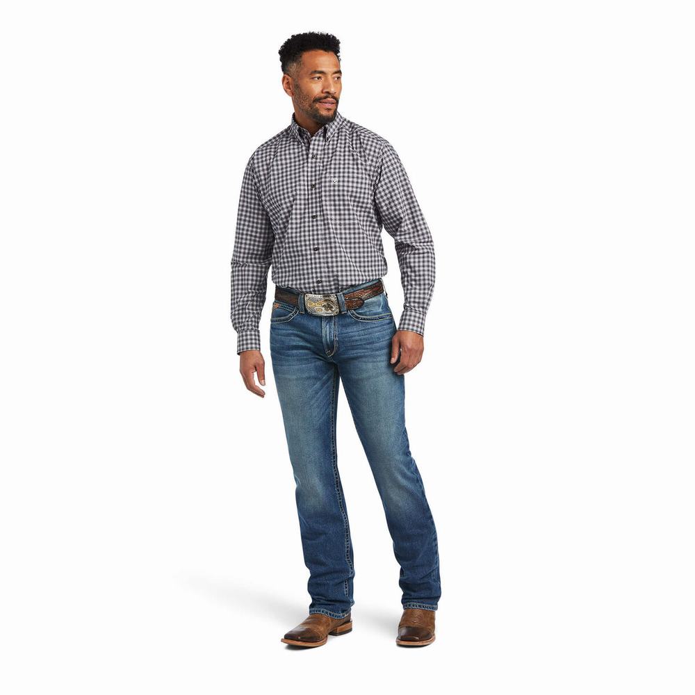 Black Ariat Pro Series Michael Stretch Classic Fit Men's Shirts | TWEK60159