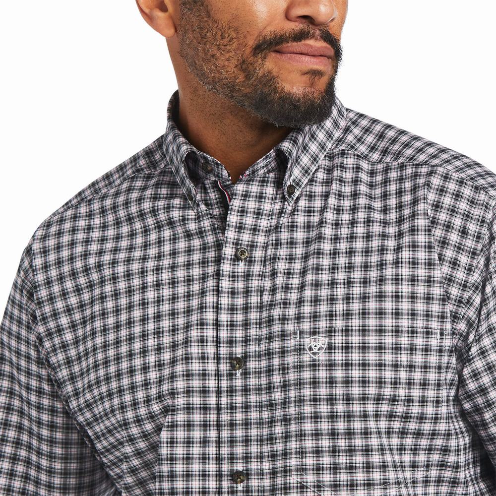 Black Ariat Pro Series Michael Stretch Classic Fit Men's Shirts | TWEK60159