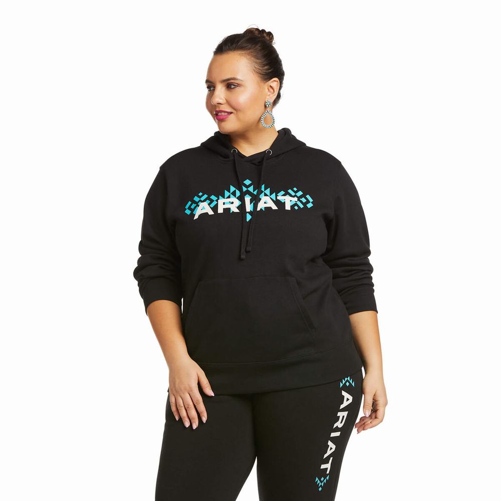 Black Ariat REAL Arm Logo Women's Hoodies | ASJQ60819