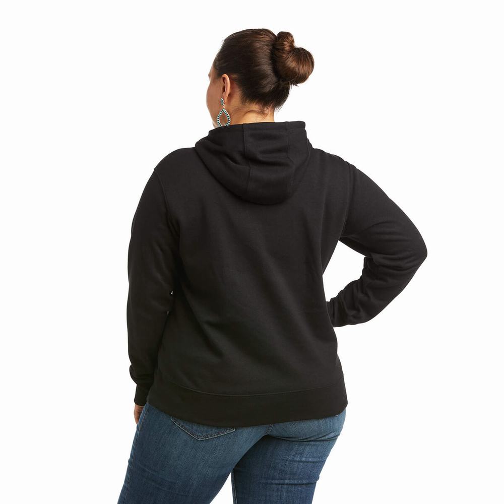 Black Ariat REAL Arm Logo Women's Hoodies | ASJQ60819