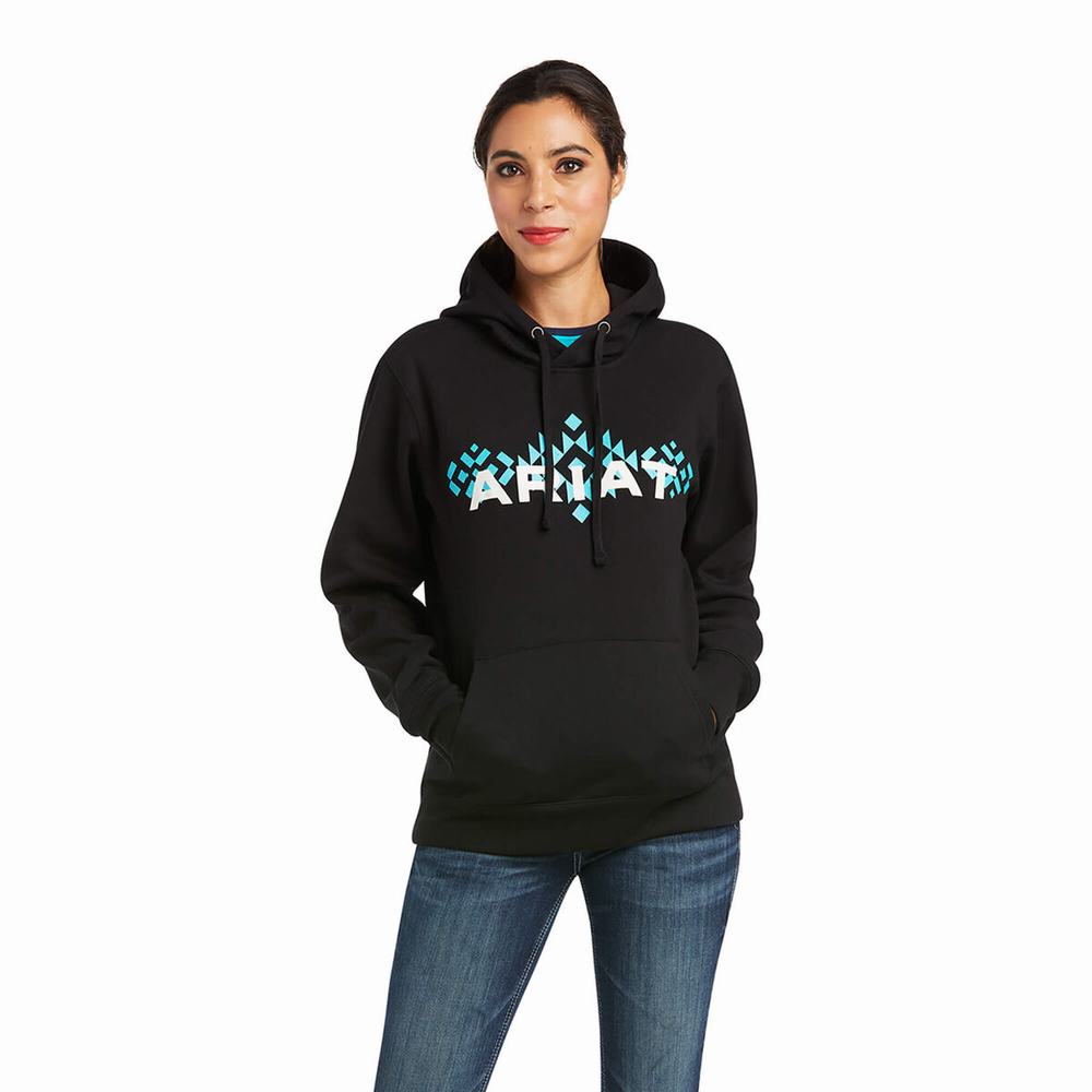 Black Ariat REAL Arm Logo Women\'s Hoodies | ASJQ60819