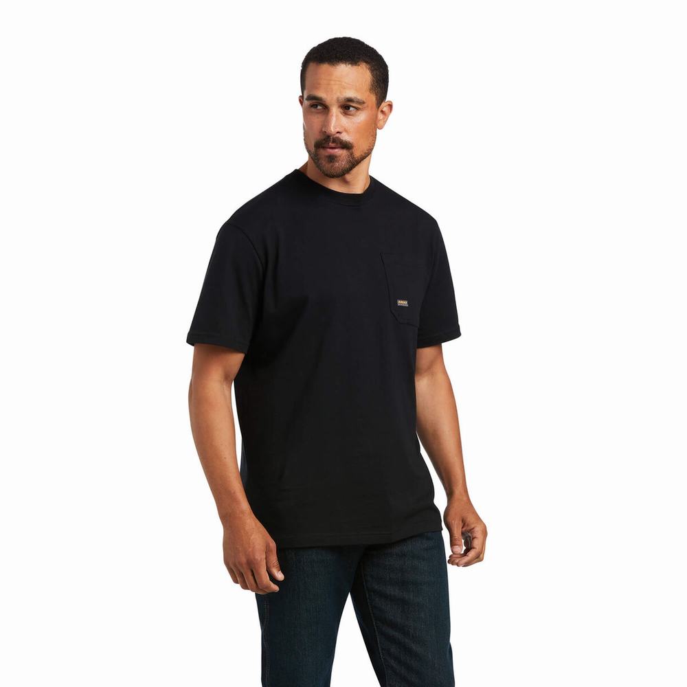 Black Ariat Rebar Cotton Strong Mexican Pride Graphic Men's Tops | RDHI70625