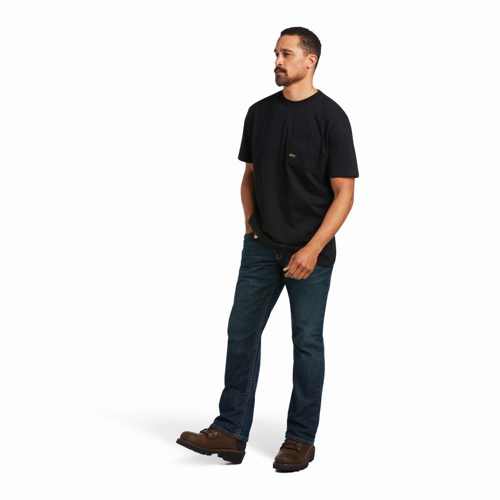 Black Ariat Rebar Cotton Strong Voltaic Hammer Men's Tops | HVMY97026