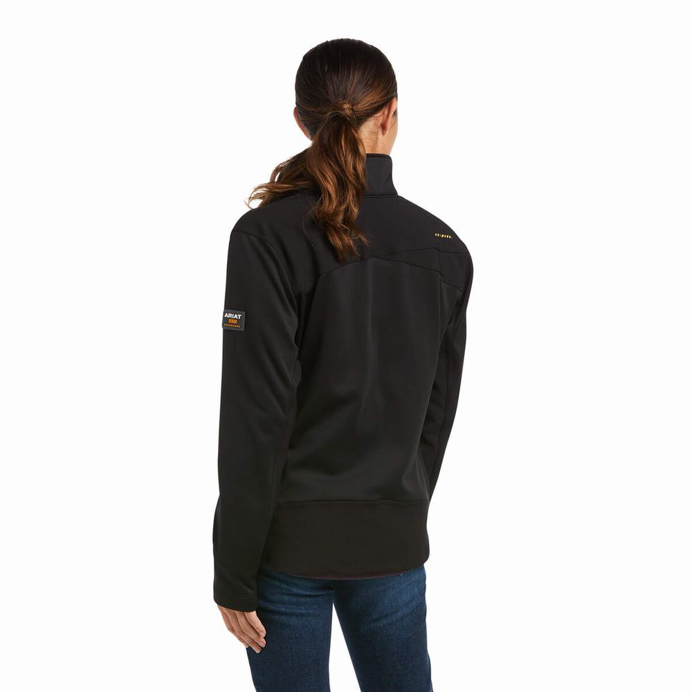 Black Ariat Rebar Dri-Tech DuraStretch Fleece Hybrid Women's Hoodies | EOXF95247