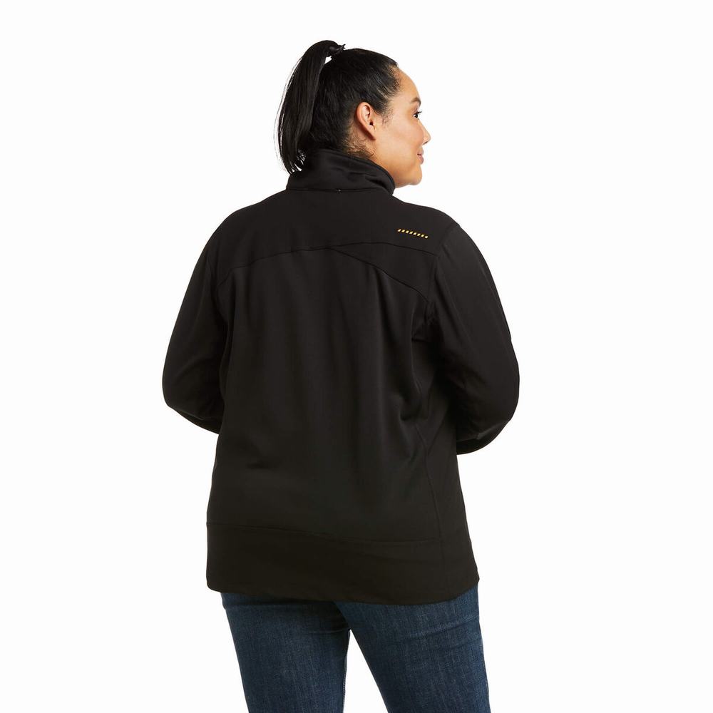 Black Ariat Rebar Dri-Tech DuraStretch Fleece Hybrid Women's Hoodies | EOXF95247