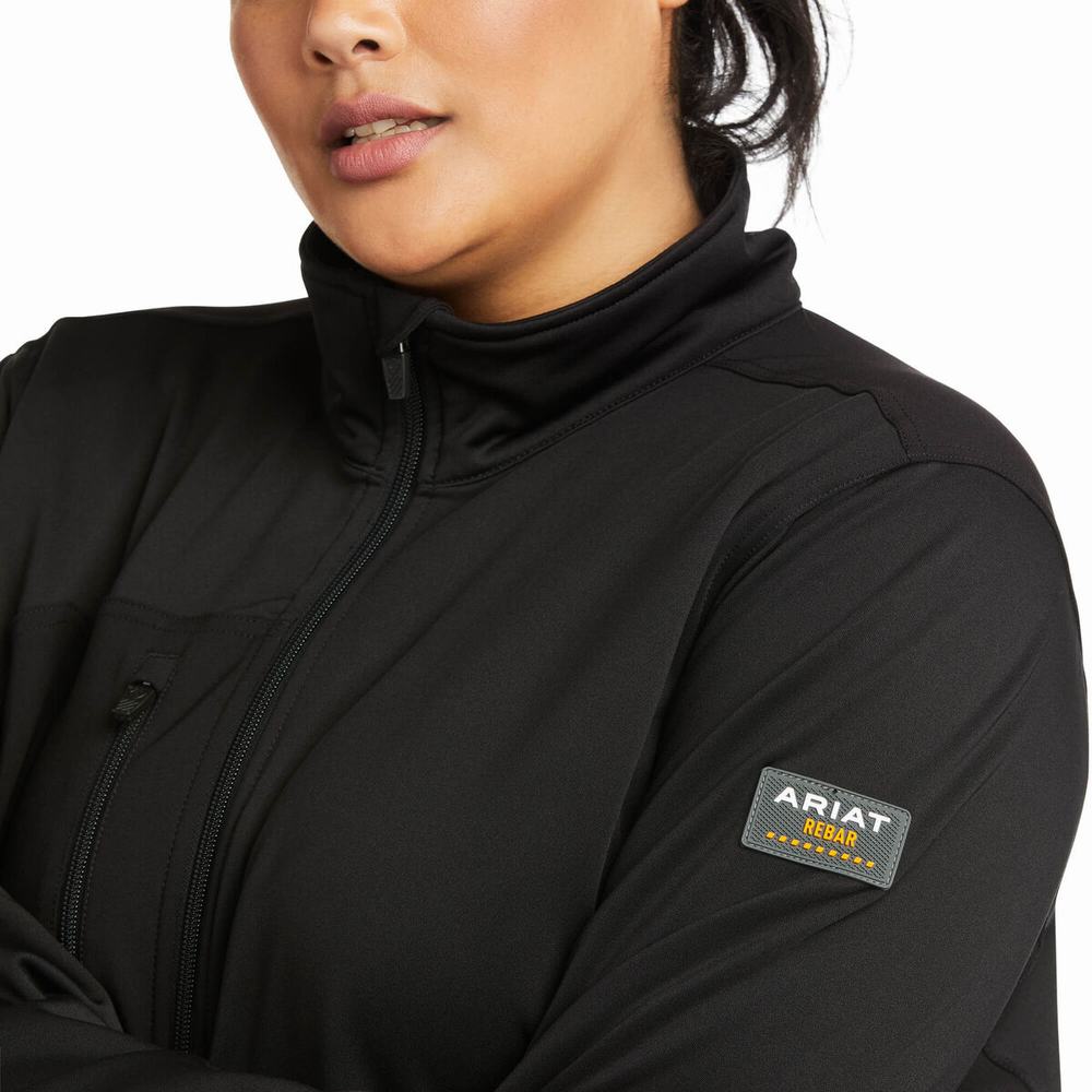 Black Ariat Rebar Dri-Tech DuraStretch Fleece Hybrid Women's Hoodies | EOXF95247