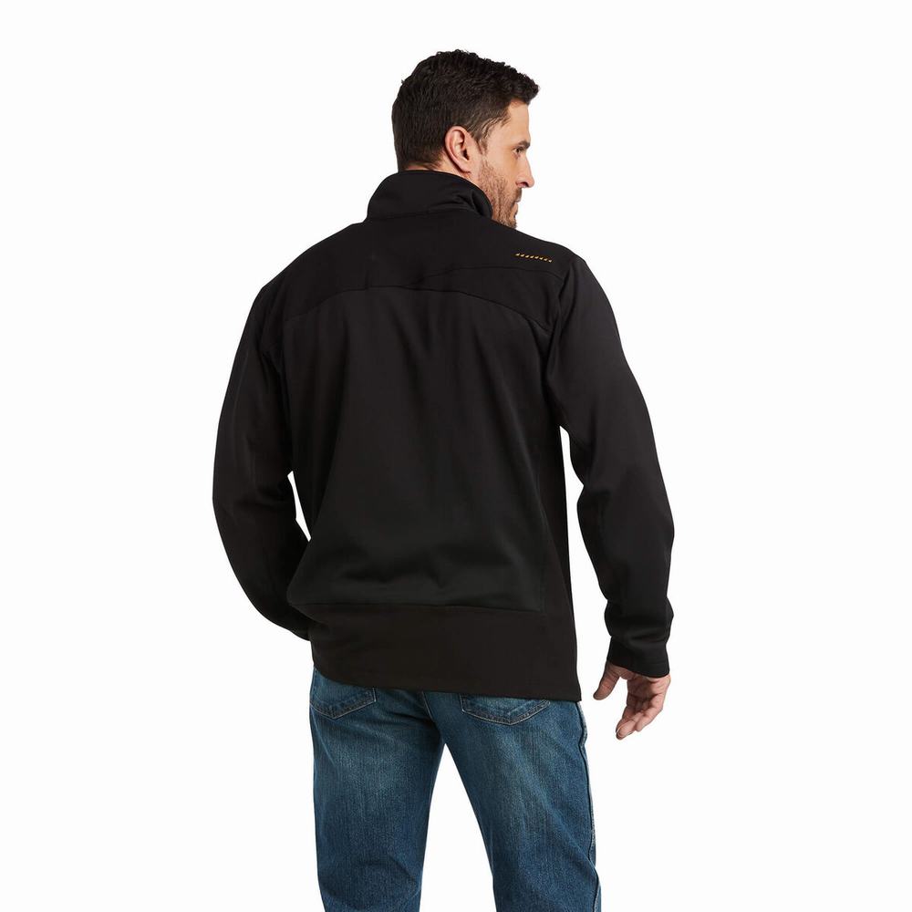 Black Ariat Rebar Dri-Tech DuraStretch Fleece Hybrid Men's Hoodies | HKTL13594