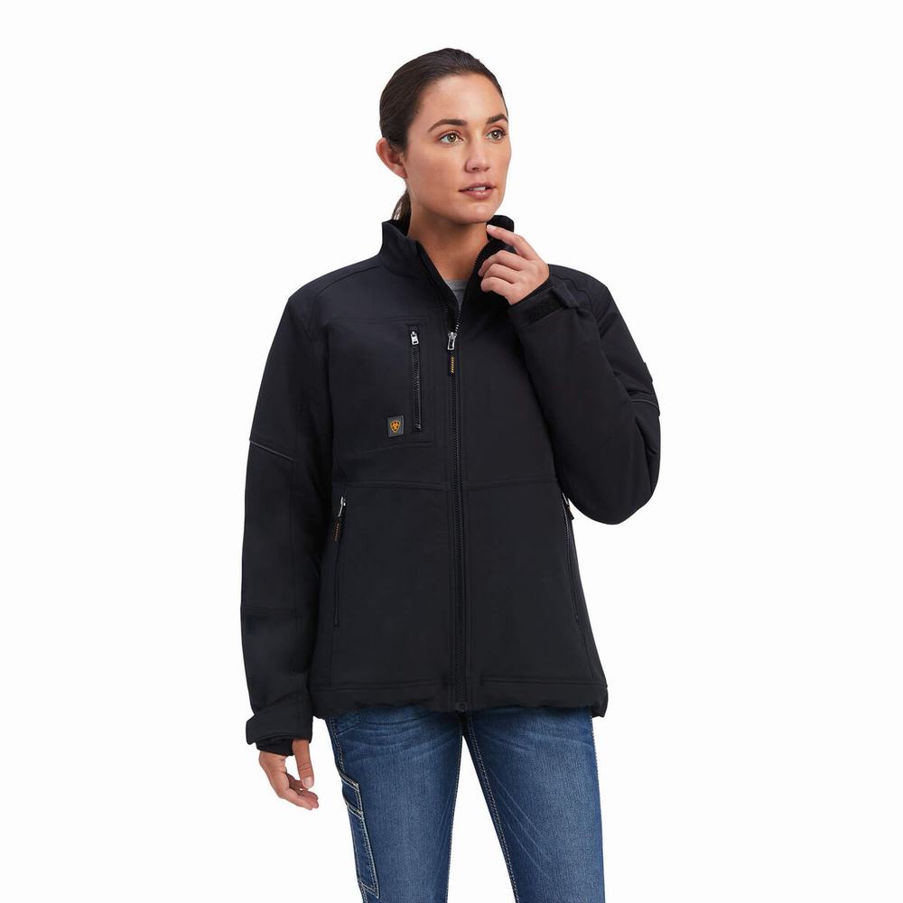 Black Ariat Rebar Dri-Tek DuraStretch Insulated Women\'s Jackets | TJIM84097