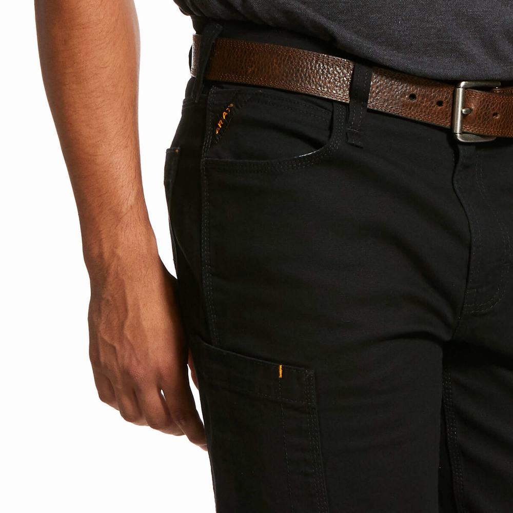 Black Ariat Rebar DuraStretch Made Tough Men's Pants | HOGI08314