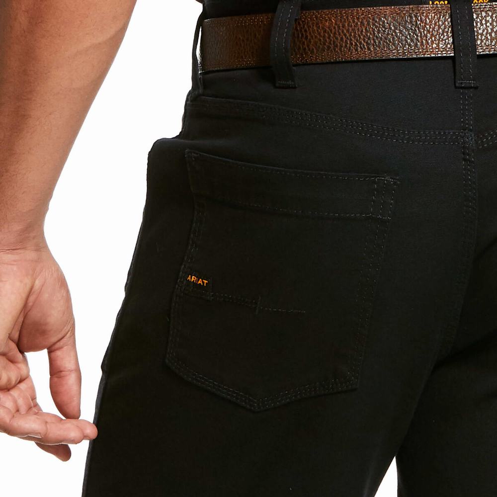 Black Ariat Rebar DuraStretch Made Tough Men's Pants | HOGI08314