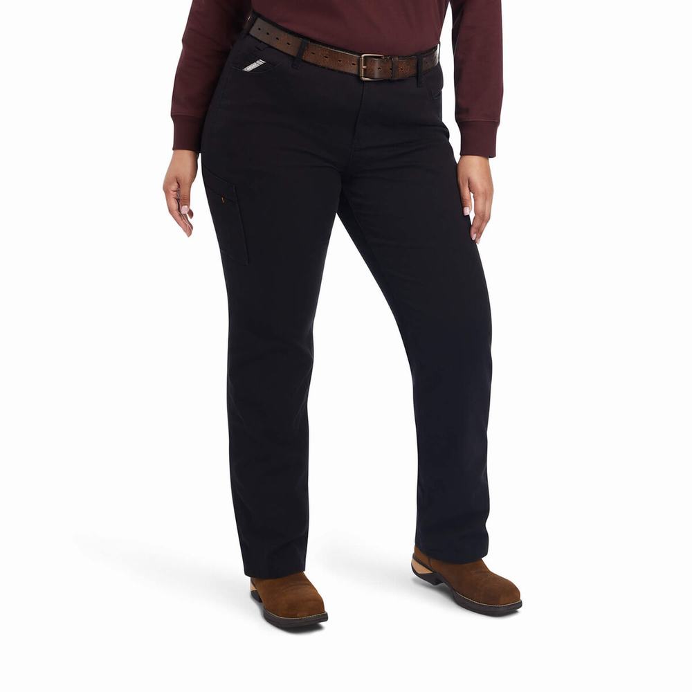 Black Ariat Rebar DuraStretch Made Tough Leg Women's Pants | XBEO09824