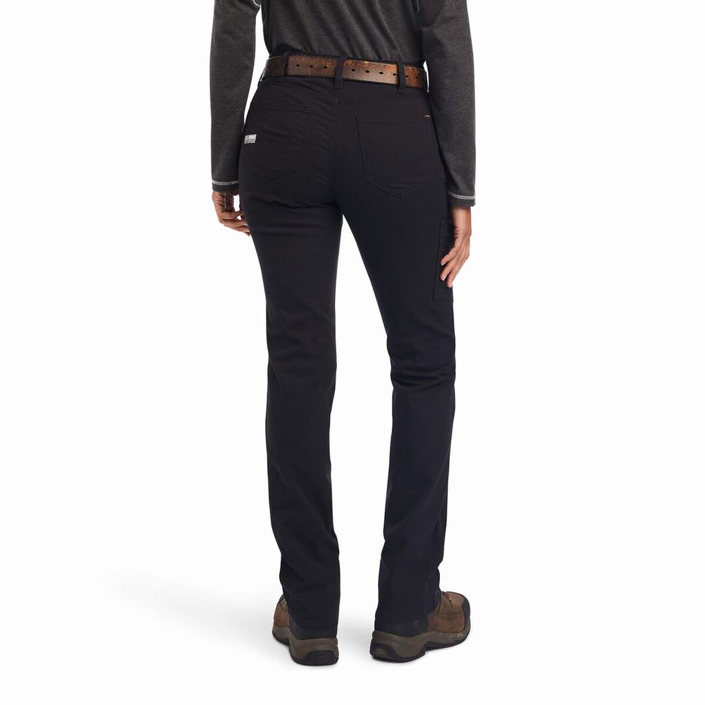 Black Ariat Rebar DuraStretch Made Tough Leg Women's Pants | XBEO09824