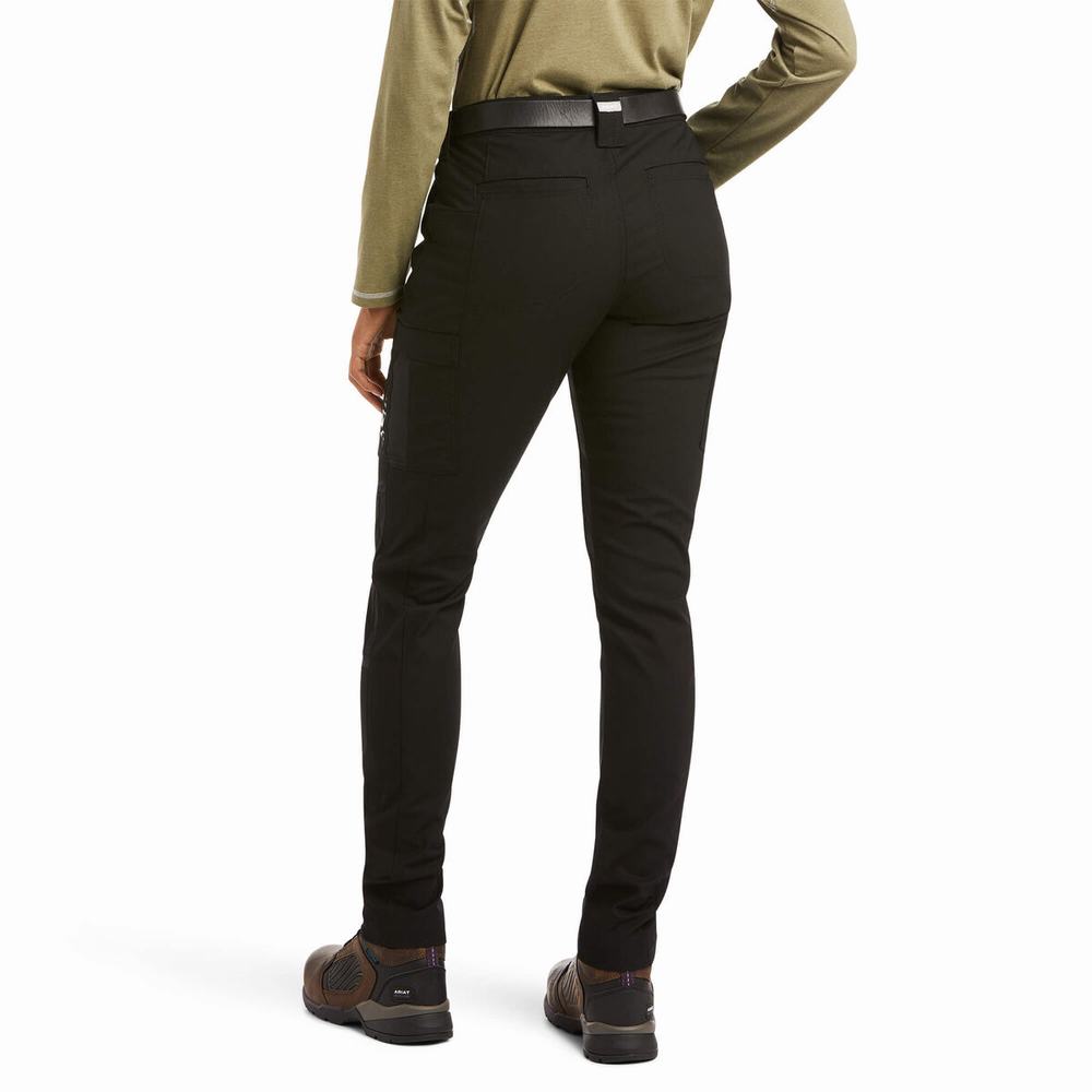 Black Ariat Rebar DuraStretch Ripstop Cargo Leg Women's Pants | VFXW90257