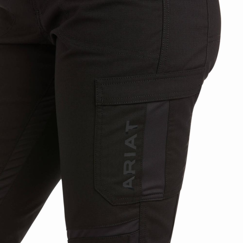 Black Ariat Rebar DuraStretch Ripstop Cargo Leg Women's Pants | VFXW90257