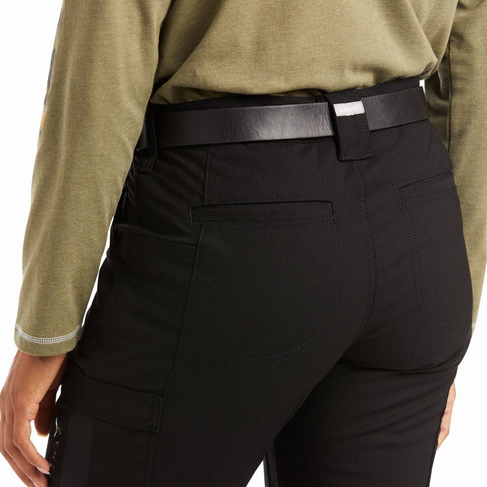 Black Ariat Rebar DuraStretch Ripstop Cargo Leg Women's Pants | VFXW90257