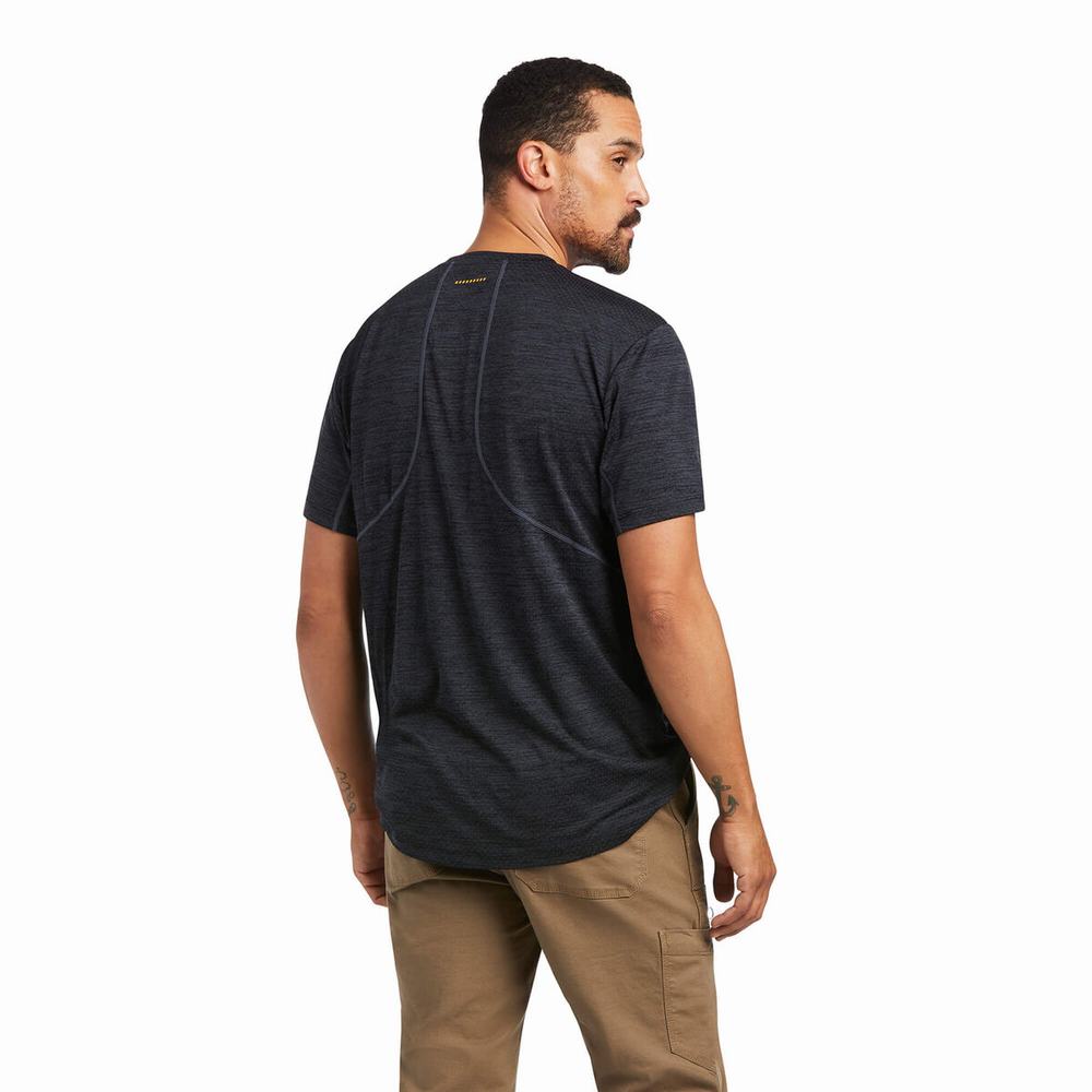 Black Ariat Rebar Evolution Athletic Fit Men's Tops | IXGH09734