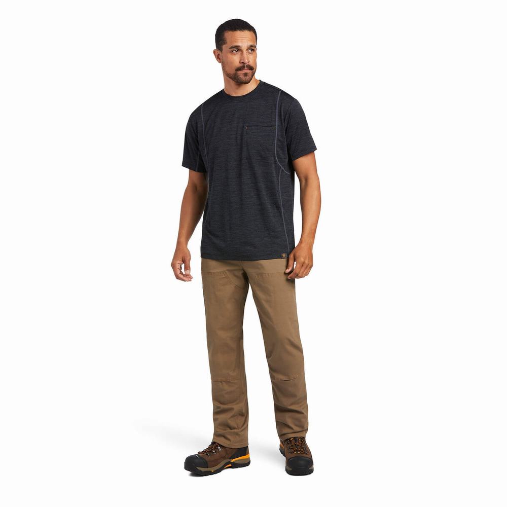 Black Ariat Rebar Evolution Athletic Fit Men's Tops | IXGH09734