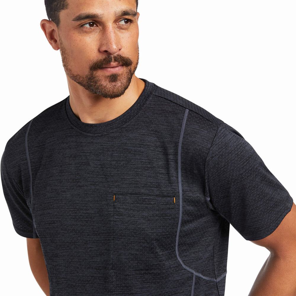 Black Ariat Rebar Evolution Athletic Fit Men's Tops | IXGH09734