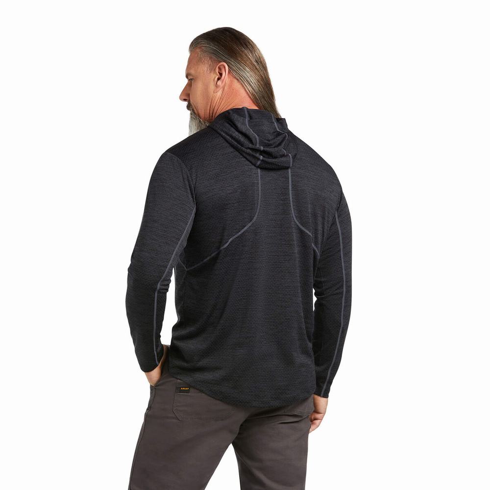 Black Ariat Rebar Evolution Sun Men's Tops | XPWI36715