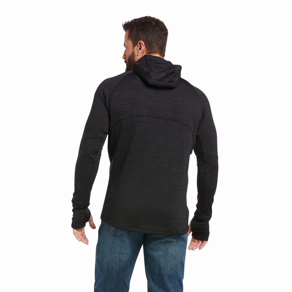 Black Ariat Rebar Gridwork Balaclava Men's Hoodies | PUNV21485