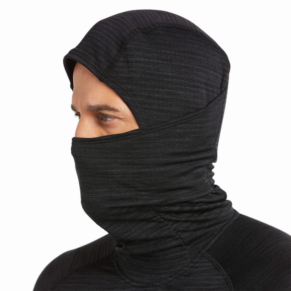 Black Ariat Rebar Gridwork Balaclava Men's Hoodies | PUNV21485