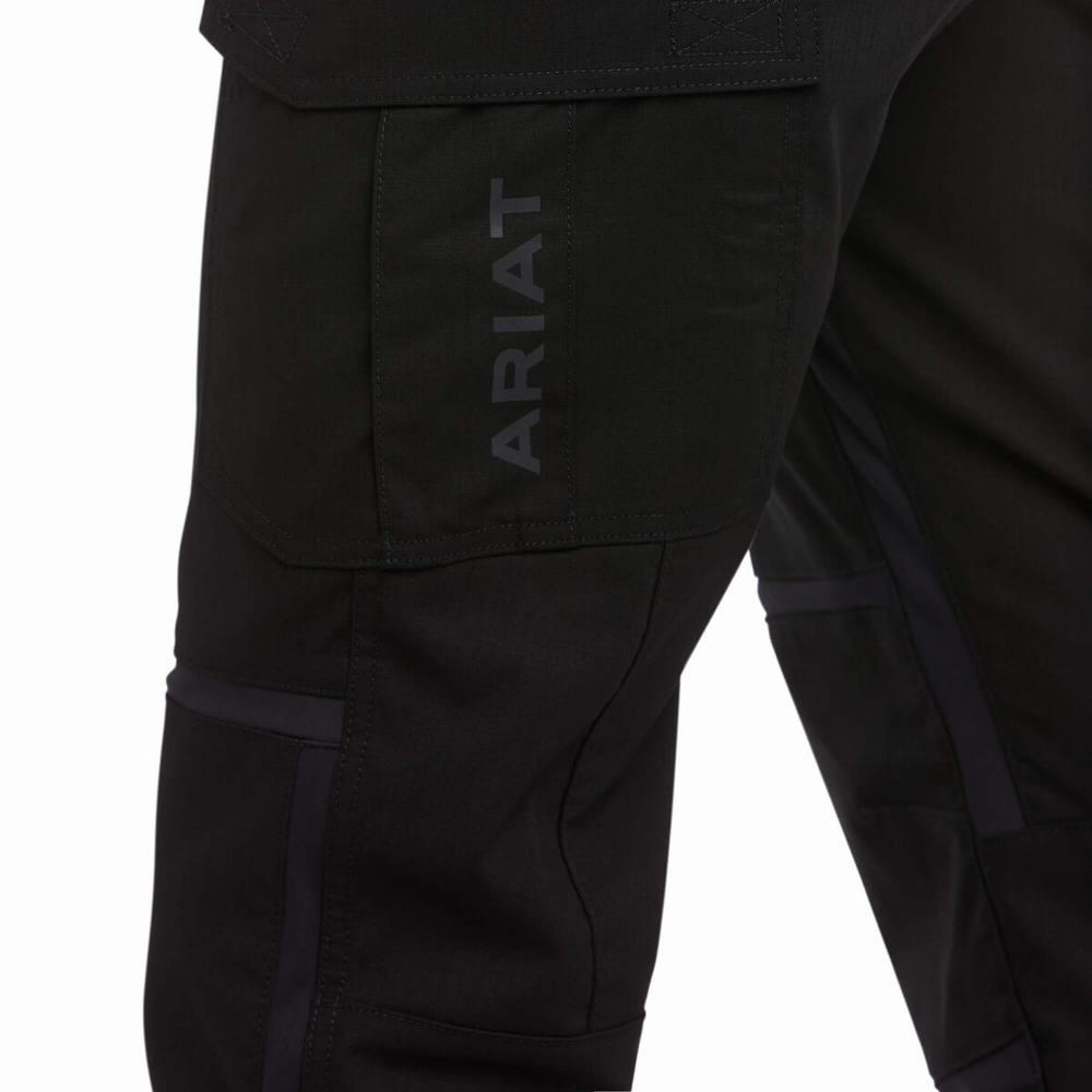 Black Ariat Rebar M5 DuraStretch Ripstop Cargo Men's Pants | EYAX37481