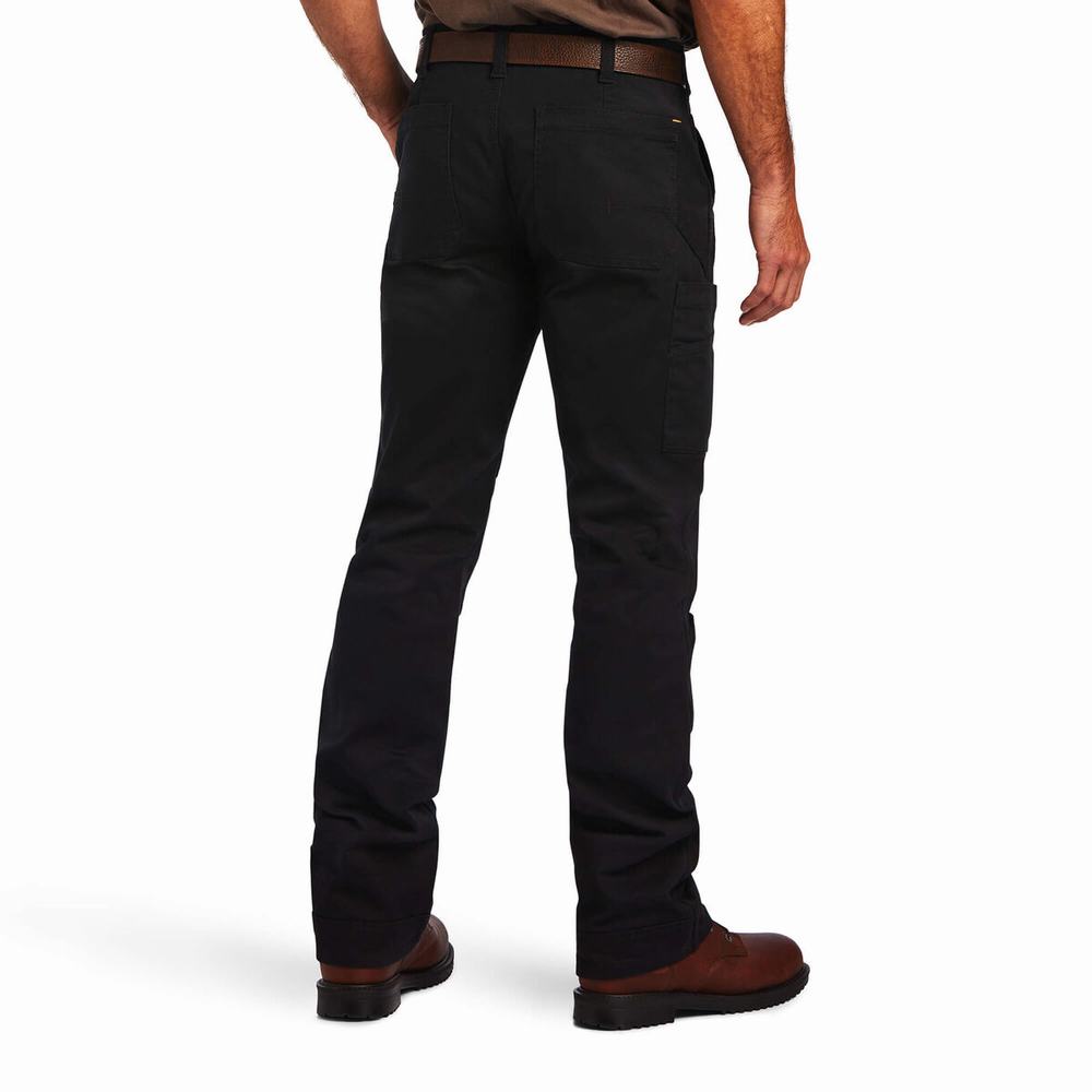 Black Ariat Rebar M5 DuraStretch Washed Twill Dungaree Leg Men's Pants | JPGZ37892