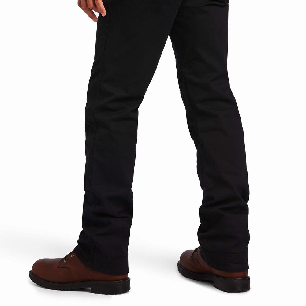 Black Ariat Rebar M5 DuraStretch Washed Twill Dungaree Leg Men's Pants | JPGZ37892