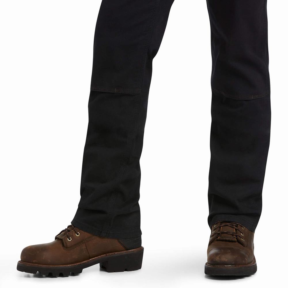 Black Ariat Rebar M7 Slim DuraStretch Made Tough Double Front Men's Pants | JHGY97138