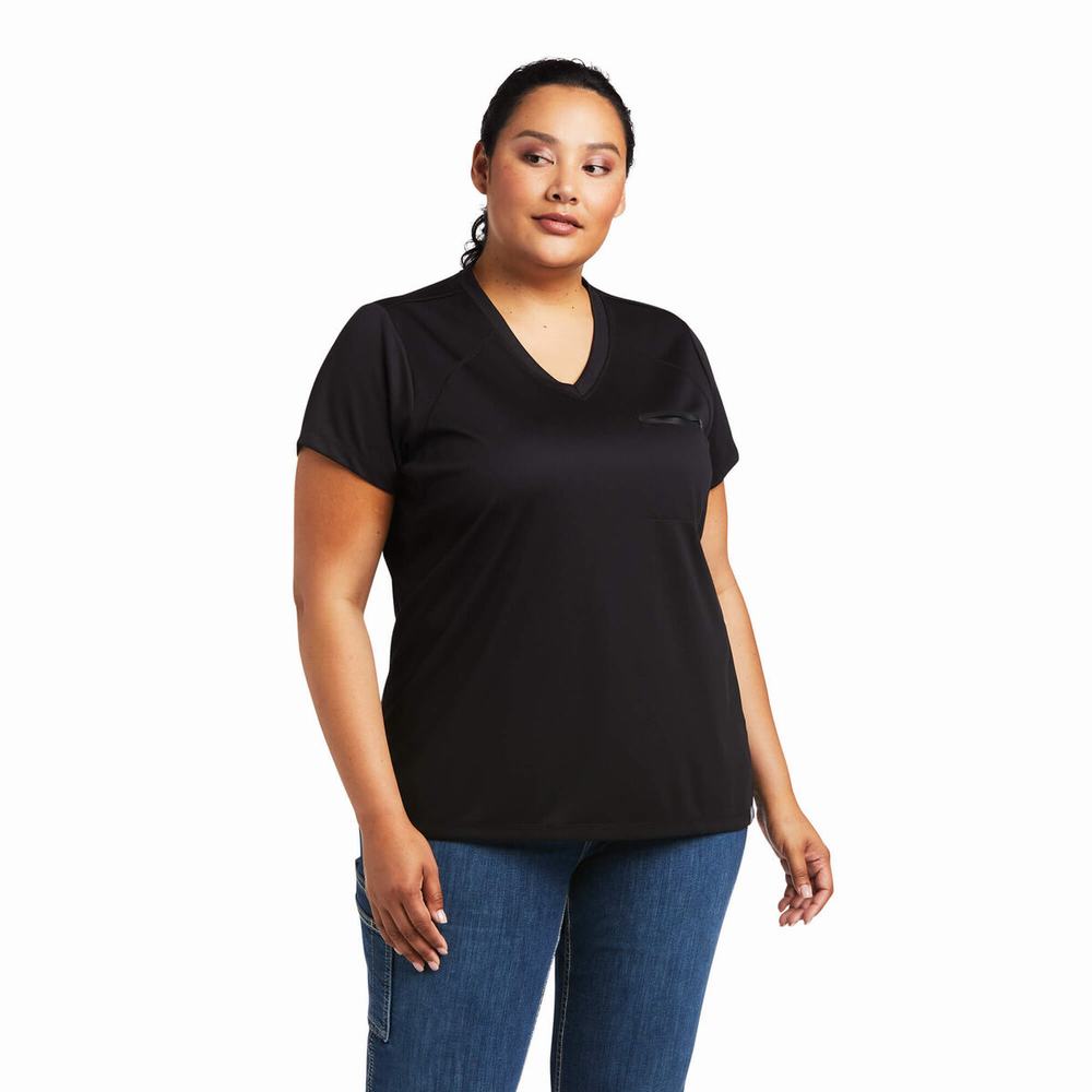 Black Ariat Rebar Polartec Elite All Season Women's Tops | CFMU39047