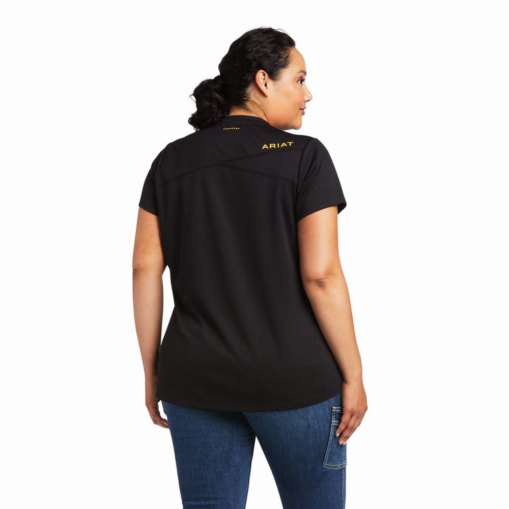 Black Ariat Rebar Polartec Elite All Season Women's Tops | CFMU39047