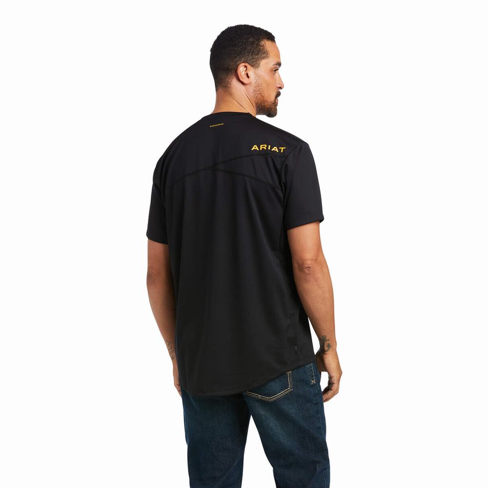 Black Ariat Rebar Polartec Elite All Season Men's Tops | YFCH27803