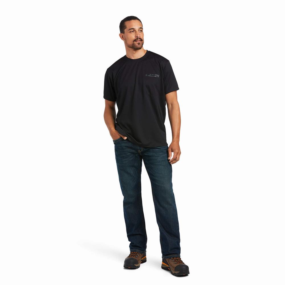 Black Ariat Rebar Polartec Elite All Season Men's Tops | YFCH27803