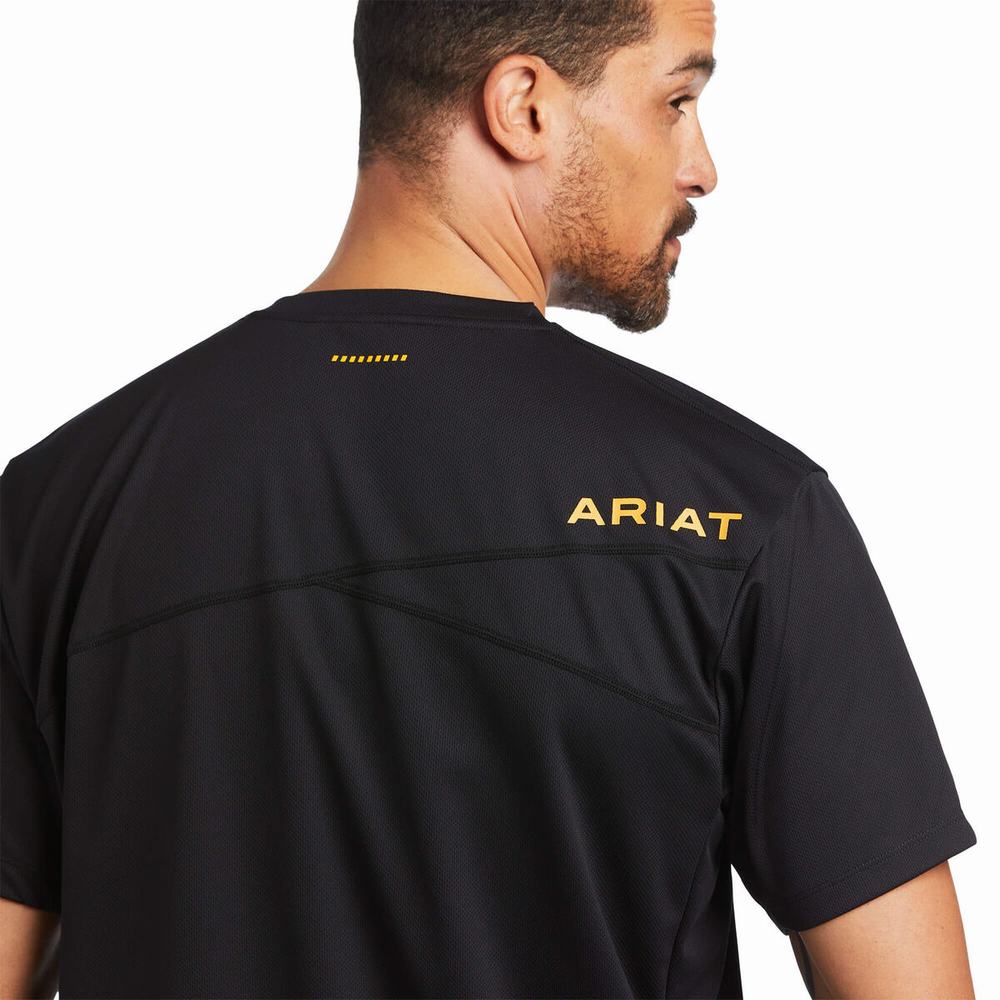 Black Ariat Rebar Polartec Elite All Season Men's Tops | YFCH27803