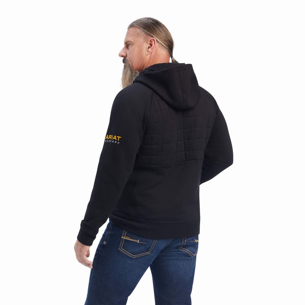 Black Ariat Rebar Regulator Full Zip Men's Hoodies | KSWY72314