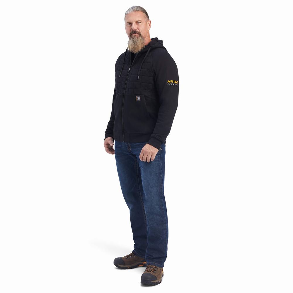 Black Ariat Rebar Regulator Full Zip Men's Hoodies | KSWY72314