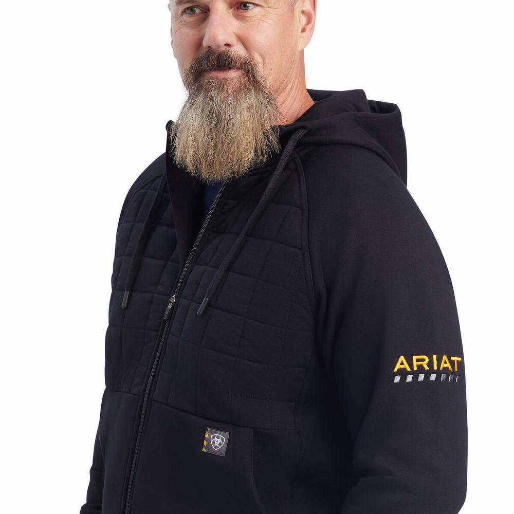 Black Ariat Rebar Regulator Full Zip Men's Hoodies | KSWY72314