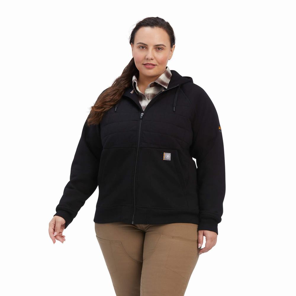 Black Ariat Rebar Regulator Full Zip Women's Hoodies | OFLE74201