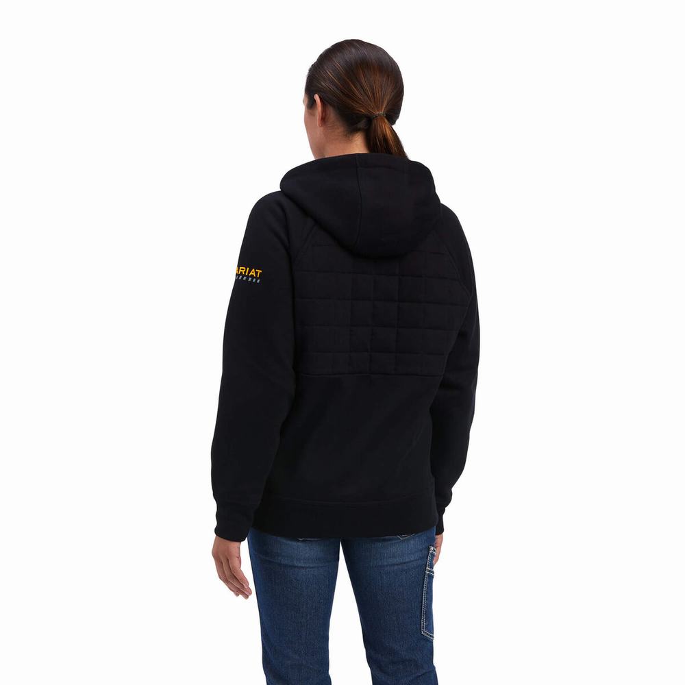 Black Ariat Rebar Regulator Full Zip Women's Hoodies | OFLE74201