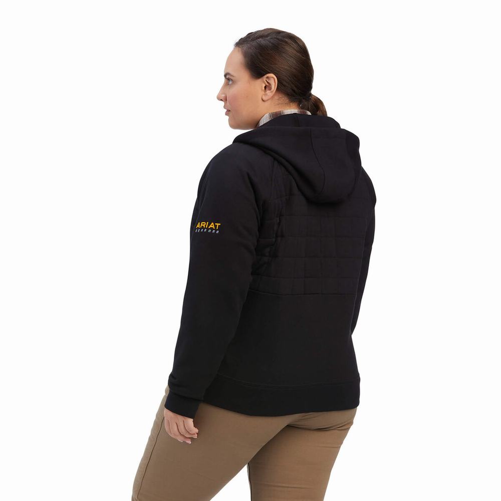 Black Ariat Rebar Regulator Full Zip Women's Hoodies | OFLE74201