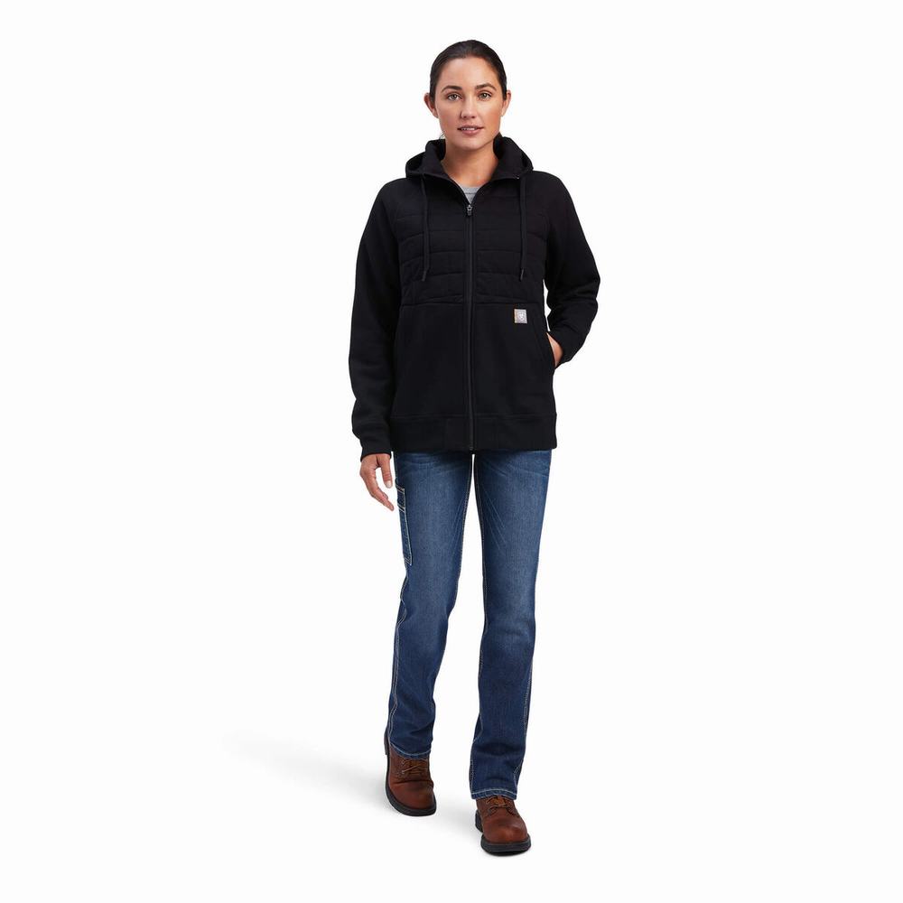 Black Ariat Rebar Regulator Full Zip Women's Hoodies | OFLE74201